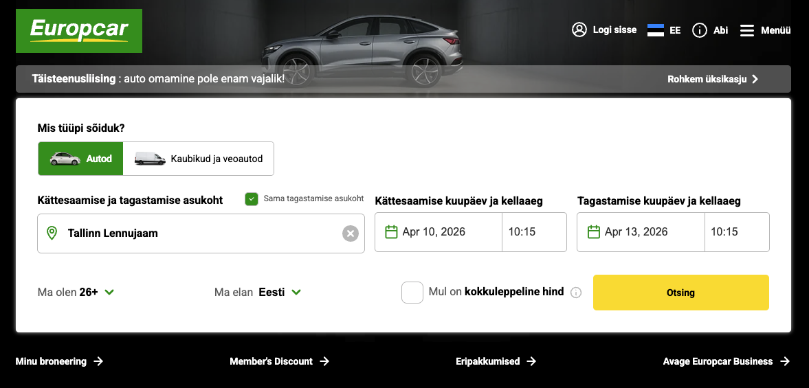 Europcar Online Rental Platform Development